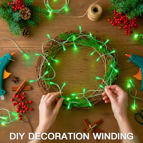 suddus 100 LED Green Christmas Lights with Remote, Clear Wire Green String Lights Plug in, 33ft Waterproof Dimmable Connectable String Lights Outdoor for Tree, Window, St Patrick's Day Decor - color: Green, size: 100LED Connectable
