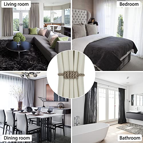 BEL AVENIR Magnetic Curtain Tiebacks, Decorative Drapery Holdbacks Modern Woven Tie-Backs with Exquisite Knot (Flaxen, 2 Pack) - color: Flaxen, size: 2 Pack