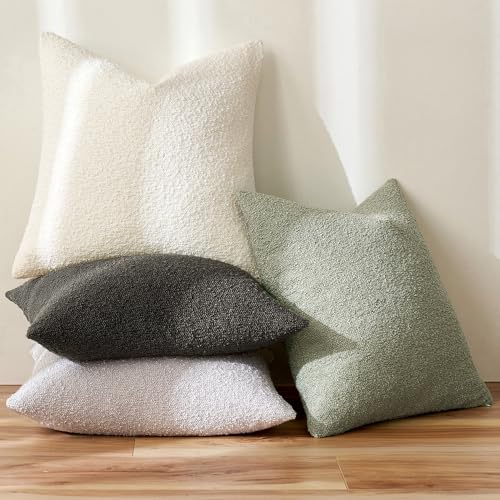 MIULEE 18x18 Inch Decorative Pillow Covers for Couch Bed Set of 2 Textured Boucle Neutral Spring Throw Pillow Covers Sage Green Accent Solid Pillowcases Sofa Living Room Home Decor - color: Sage Green, size: 18" x 18" (Pack of 2)