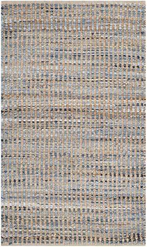 SAFAVIEH Cape Cod Collection Accent Rug - 3' x 5', Natural & Blue, Handmade Flat Weave Coastal Braided Jute, Ideal for High Traffic Areas in Entryway, Living Room, Bedroom (CAP352A) - size: 3' x 5' (Rectangular)