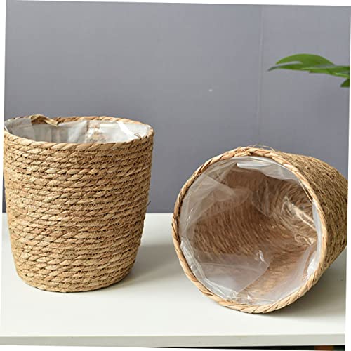 BESPORTBLE Planter Straw Woven Basket Plant Vase Liner for Home Decor Centerpiece