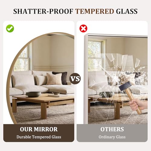 WallBeyond Round Wood Mirror, 40" Round Modern Decoration Large Circle Wall Mirror for Bathroom Living Room Bedroom Entryway, Natural - color: Natural, size: 40"L x 40"W