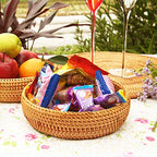 Hadewoven Round Rattan Fruit Basket Wicker Food Tray Weaving Storage Holder Dinning Room Bowl, 7”Decorative Natural Basket Woven Fruit Basket Bowl for Entryway Table, Countertop (Small 7”) - size: Small 7"