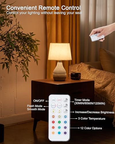 13" H Small Rechargeable Cordless Ceramic Table Lamp with Remote – RGB, Warm White Light, Timer, Dimmer – Battery Operated Lamp with Linen Shade for Patio, Bedroom, Living Room, Dining Table - size: Small-13"H
