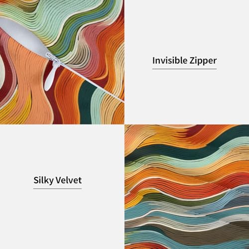 Orange and Blue Striped Pillow Covers 18x18 Set of 2 Abstract Colorful Waves Decorative Pillows Cases Boho Line Outdoor Square Cushion Cover for Farmhouse Living Room Decor - color: Colorful Waves, size: 18" x 18" (Pack of 1)