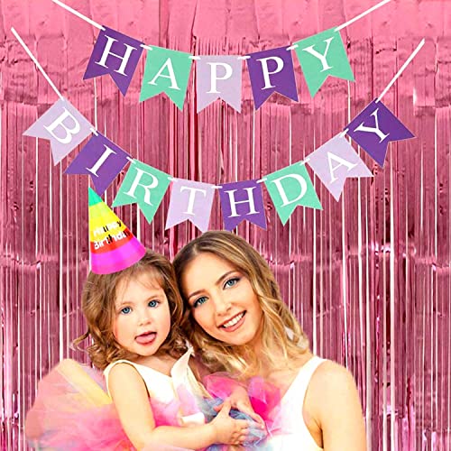 4 Pack Pink Foil Fringe Curtain Backdrop, 3.28Ft x 8.2Ft Metallic Tinsel Foil Fringe Streamer Curtains for Photo Booth Props, Birthday, Wedding, Valentine's Day Decoration Party Supplies - color: Pink