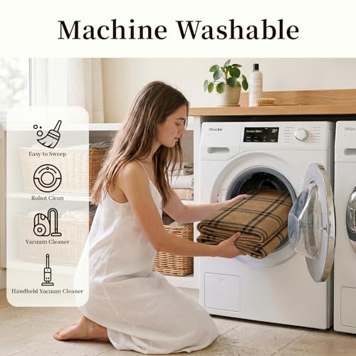 Jute 3x8 Hallway Runner Rug: Washable Non Slip Kitchen Rugs with Rubber Backing Pet-Friendly Carpets Stain Resistant Runners for Laundry Entryway Bedroom Decor Brown Plaid - color: Brown Plaid, size: 3' x 8' (Rectangular)