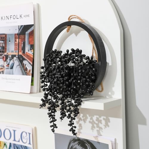 Artificial Hanging Plants Hanging Planter Fake Succulents Artificial String of Pearls with Pot and Lanyard for Home Office Wall Decoration - color: All Black, size: 2 Pcs