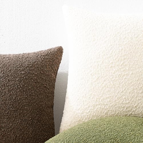 Mixhug Decorative Boucle Throw Pillow Covers, Chocolate Brown, 18 x 18 Inches, Pack of 2 - Textured Boho Pillow Covers for Couch and Bed - color: Chocolate, size: 18" x 18" (Pack of 2)