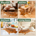 Huichenxing2021FURSTORE Faux Deer Skin Rug,Animal Deer Hide Rug Antelope Print Skin Faux Reindeer Cow Hide Area Rugs for Living Room Bedroom 5.3x6.6ft - color: Deer 78.7''l X 63''w