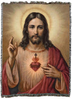 Pure Country Weavers Sacred Heart Blanket - Religious Gift Tapestry Throw Woven from Cotton - Made in The USA (60X80) - color: Sacred Heart, size: 60x80