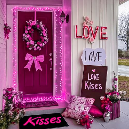 JMEXSUSS 200 LED Fairy Room Lights, 66 ft Pink Lights Outdoor Waterproof 8 Modes Pink String Lights Indoor with Wheel, Remote Control Twinkle Lights Plug in for Christmas Decor - color: Pink, size: 66FT 200LED