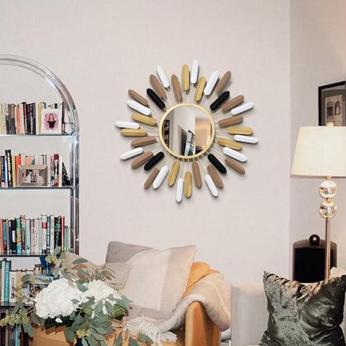 24" Boho Wall Mirror Flower Design,Luxury Decorative Rustic Farmhouse Mirrors for Living Room, Bathroom, Bedroom, and Entryway - color: Brown, size: 23.6“*23.6*