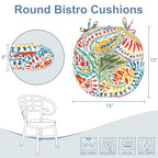 LVTXIII Outdoor Bistro Chair Cushions, 15"x15"x4" Round Patio Chair Cushions, All Weather Tufted Seat Cushions for Patio Furniture Use, Set of 2, A Paisley Ummi Multi - color: A Paisley Ummi Multi