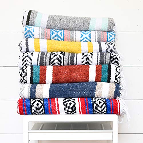 Black and Gray Mexican Blanket by Laguna Beach Textile Co - Beach, Yoga, Camping, or Decorative Throw Blanket - Traditional Handmade Serape - Gray Noir - color: Gray Noir