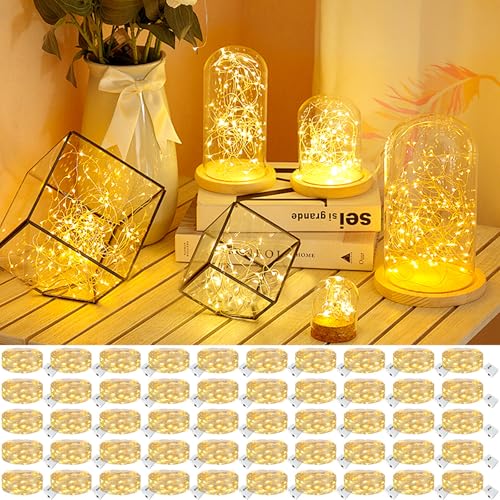kolpop 50 Pack LED Fairy Lights Battery Operated, 7FT 20 LED Mini Twinkle String Lights Battery Powered Waterproof for Christmas Mason Jars Party (Warm White) - color: Warm White, size: 50 Pack