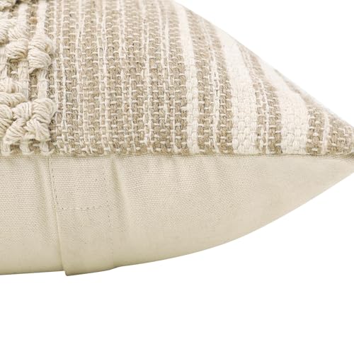 · REDEARTH · Handmade Boho Throw Pillow Covers - Bohemian Chic Farmhouse Style - Accent Woven Indoor and Covered Patio Pillow Cushion Cases for Couch, Bed, Chair, Sofa, Benches – Set of 2-18"x18" - - color: Rustic Elegance Natural, size: 18" x 18" (Pack o