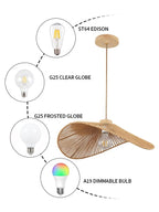 Boho Rattan Pendant Light Fixture Modern Style Hanging Light Bohia Natural Bamboo Handmade2-Light Hanging Lamp for Farmhouse Bedroom Living Room Dining Room S Size - size: 14''-2pcs