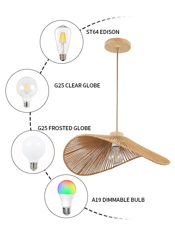 Boho Rattan Pendant Light Fixture Modern Style Hanging Light Bohia Natural Bamboo Handmade2-Light Hanging Lamp for Farmhouse Bedroom Living Room Dining Room S Size - size: 14''-2pcs