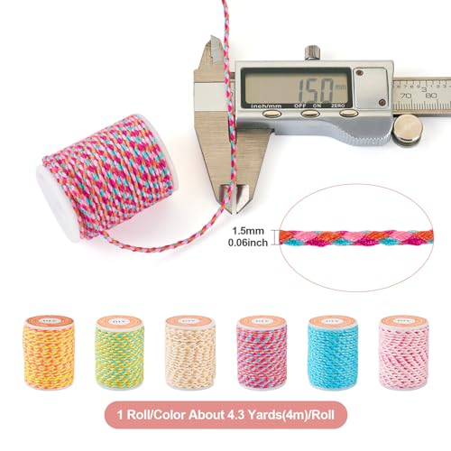 25 Yards 1.5mm Braided Cotton Cord 6 Colors 4-Ply Handmade Macrame Cotton Cord Jewelry Making Beading Thread for Wall Hangings Bracelets Necklaces Ornaments Decor - color: Blue, size: 1.5mm