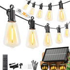 Brightown 76FT Solar String Lights Outdoor Waterproof, Patio Lights with Remote and 23+1 LED Shatterproof Bulbs, Dimmable & Timable, 3 Light Modes, Solar Lights Outdoor for Yard Camping Party Outside - size: 76FT(23 Sockets)
