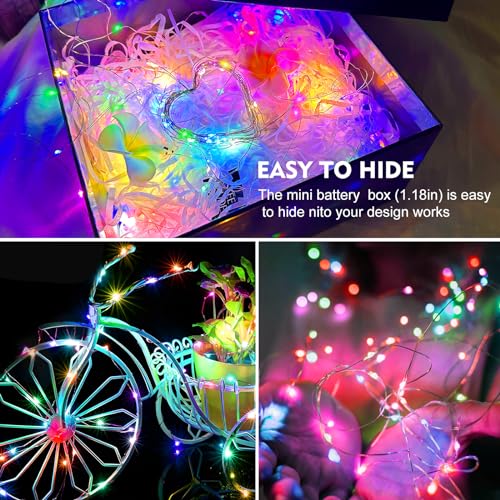 AIKEI 12 Pack LED Fairy Lights Battery Operated, String Lights Waterproof 7 Feet 20 Led Firefly Starry Lights for Wedding Party Bedroom Garden Christmas Decoration Mix-Colored - color: 6 Mix-colored, size: 12PCS-STANDARD