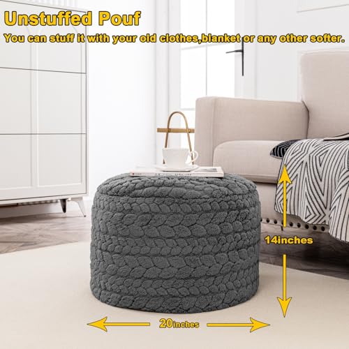Asuprui 20x14 Inch Unstuffed Ottoman Pouf Cover – Lightweight Foot Rest, Floor Bean Bag Chair, Storage Pouf for Living Room, Bedroom & Balcony (Filler Not Included) (Gray) - color: Grey