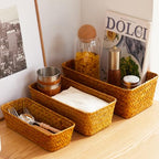 Seagrass Storage Basket, Stackable Open Woven Baskets Bins Container for Organizing Shelves Bedroom Living Room, Set of 3, Natural - size: 3pcs Medium