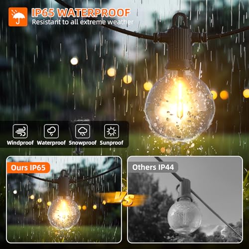 Kawaya Outdoor String Lights, LED Patio Light, Shatterproof Edison Globe Bulbs - IP65 Waterproof Dimmable Hanging Light - size: 31FT-New