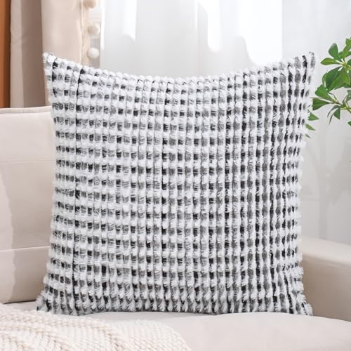 LUOYEHK Boho Throw Pillow Covers 24x24 Inch Set of 2 Chenille Tufted Pillowcase Farmhouse Neutral Cushion Covers for Couch Sofa Bed Living Room, Black Gray - color: Black Gray, size: 24" x 24" (Pack of 2)