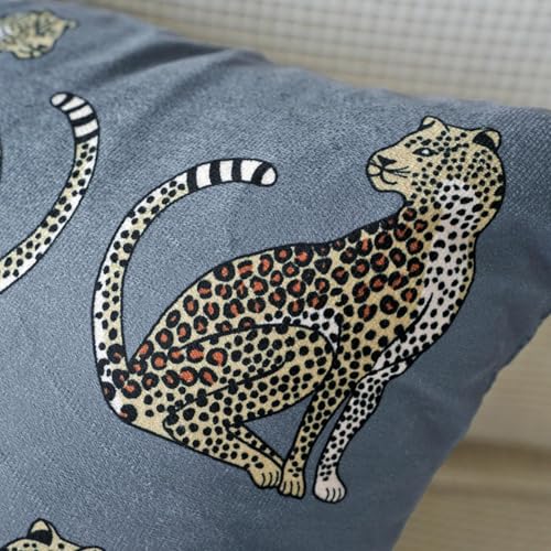 Lumbar Decorative Throw Pillow Cover with Tassels Leopard Pattern Cushion Cover Luxury Style Soft Velvet Pillowcase for Sofa Couch Bedroom (12"x20",Grey) - color: Grey, size: 20" x 12" (Pack of 1)