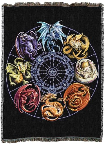 Pure Country Weavers Dragons of the Sabbats Woven Blanket by Anne Stokes - Fantasy Gift Cotton Tapestry Throw - Made in The USA - 72" x 54" - color: Sabbats, size: 72" x 54"