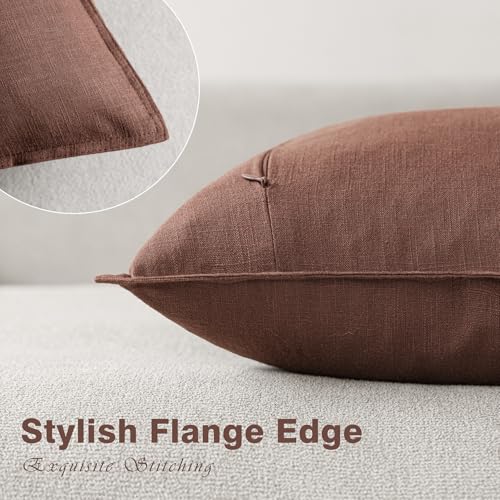 Foindtower Pack of 2, Decorative Linen Solid Throw Pillow Covers Soft Accent Euro Cushion Case Boho Farmhouse Pillowcase for Chair Couch Sofa Bedroom Living Room Home Decor 16 x 16 Inch Rust Red - color: Autumn Glaze, size: 16" x 16" (Pack of 2)