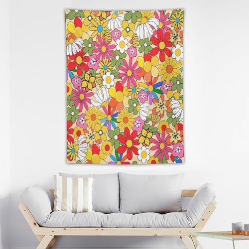 70s Vintage Flower Tapestry，Retro Floral Hippie Aesthetic Art Tapestries Home Decor for Living Room Bedroom Nursery 30"x40" - color: 70s Flower-2, size: 40"L x 30"W