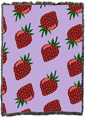 Pure Country Weavers Strawberry Blanket - Garden Floral Gift Tapestry Throw Woven from Cotton - Made in The USA (72x54) - color: Strawberry 2