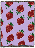 Pure Country Weavers Strawberry Blanket - Garden Floral Gift Tapestry Throw Woven from Cotton - Made in The USA (72x54) - color: Strawberry 2