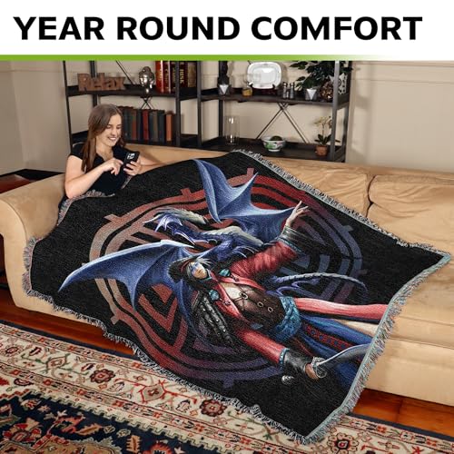 Pure Country Weavers Look to The East Dragon Woven Blanket by Anne Stokes - Fantasy Gift Cotton Tapestry Throw - Made in The USA - 72" x 54" - color: East, size: 72" x 54"