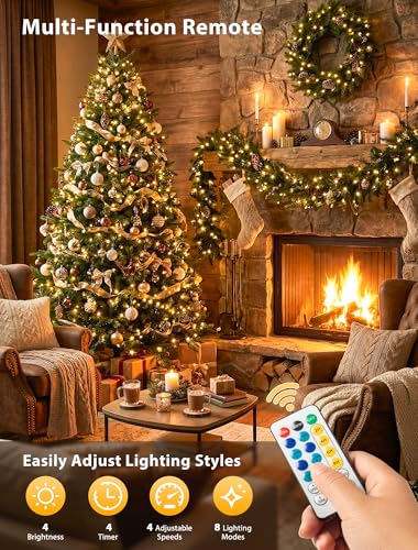 Hopolon String Lights Indoor Outdoor, 33 FT 100 LED Christmas Lights with Remote, Connectable Green Wire Twinkle Fairy Lights Plug in Waterproof for Wedding Party Patio Spring Decor (Warm White) - color: Warm White, size: 100 LED with Remote