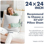 24x24 Pillow Inserts, Set of 2 Down Alternative Throw Pillows Insert for Bed, Sofa & Couch, Ultra Soft Fluffy Sleeping Pillow with 100% Cotton Cover - size: 24x24 Inch
