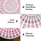 raajsee Mandala Round Beach Tapestry Hippie/Boho Beach Blanket Roundie/Indian Cotton Throw Bohemian Round Table Cloth/Yoga Mat Meditation Picnic Rugs 70 inch Circle (WHITE PINK) - color: WHITE PINK