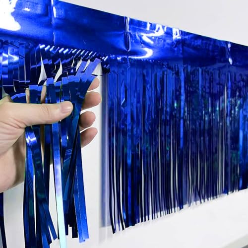 6 Packs 10 Feet Foil Fringe Garland Metallic Foil Tinsel Fringe Garland Wall Hanging Fringe Banner for Parade Floats, Wedding, Christmas，Birthday Party Halloween Decor (Blue) - color: Foil Fringe Garland-blue