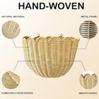 Scalloped Wall Basket, 2 Pack Hanging Wicker Wall Baskets,Hand Woven Wall Storage Organizer, 2 Sizes Wall Baskets Storage for Home, Bathroom, Kitchen, Living Room