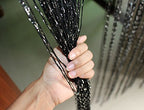 1x2 M Door String Curtain Rare Flat Silver Ribbon Thread Fringe Window Panel Room Divider Cute Strip Tassel for Wedding Coffee House Restaurant Parts, Black - color: Black