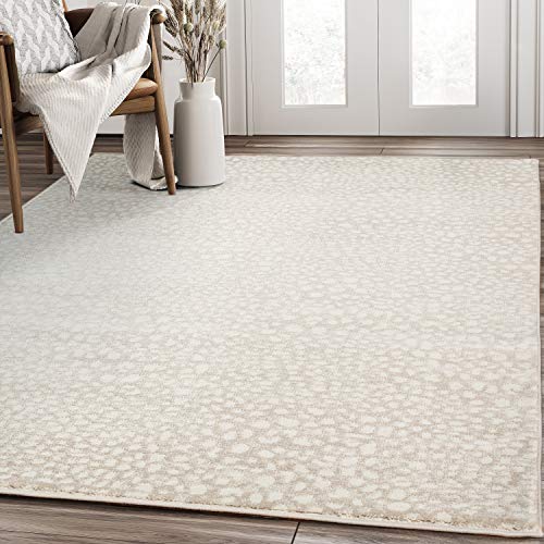 Abani Beige Cheetah Print Area Rug Rugs, Arto Collection - Contemporary Durable Accent Rug (10'x14') - color: Beige/Ivory, size: 10' x 14' (Rectangular)
