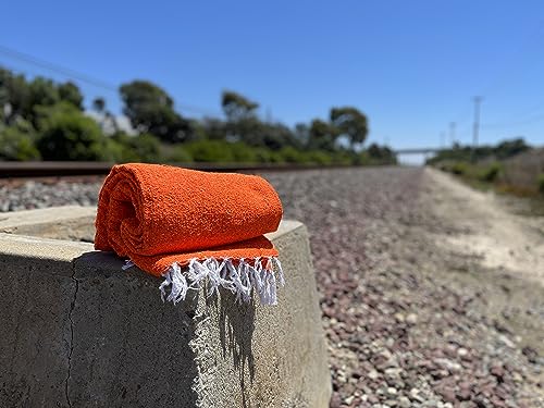 Open Road Goods Solid Color Mexican Yoga Blanket – Large Handwoven Throw for Yoga, Beach, Camping or Home – Soft and Durable Cotton Blend - color: Tangerine Blanket