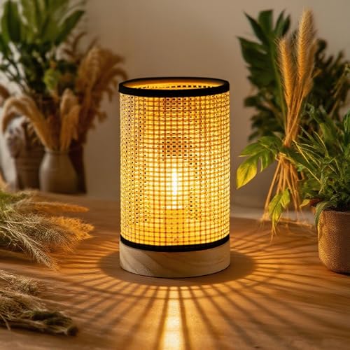 LUSHARBOR Battery Operated Lamp with Timer, Decorative Boho Bedside Table Lamp Small Cordless Accent Lamp for Kids Room Livingroom Entryway Decor-Black - style: LATTICE BLACK