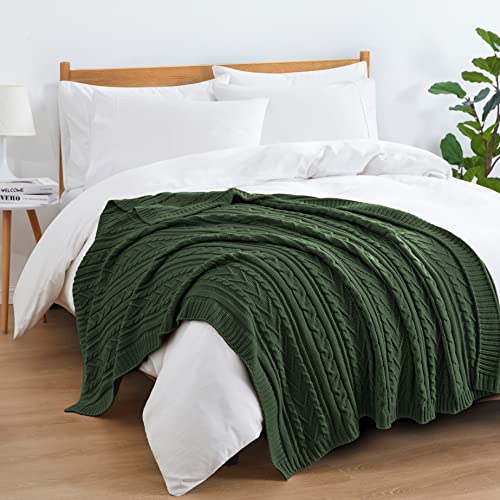 Aormenzy Green Cable Knit Throw Blanket Oversized 60" x 80" Super Soft Comfy Knitted Blanket for Couch Bed Sofa, Twin Size - color: Forest Green, size: 60" x 80", Twin