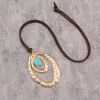 Leather Necklace for Women Long Boho Pendant Hippie Choker Necklace Bohemian Layered Leather Rope Wooden Jewelry Gifts - style: Chunky Boho Long Necklace