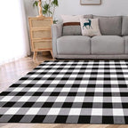 Buffalo Plaid Rug 5.5'x7.5'Black and White Area Rug,Washable Cotton Woven Indoor/Outdoor Rug for Farmhouse/Dining Room/Bedroom/Living Room Rug Retro Lattice Checkered Carpet - size: 5.5'x 7.5'