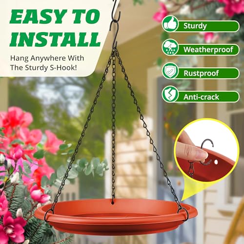 Hanging Planter for Indoor Outdoor Plants, 12" Plant Saucer with Basket Chains, Adjustable Plants Hanger Shelf Decorative Hanging Plant Flower Pot for Window Wall Ceiling Home Decor(5 Pcs,Brick Red) - color: Brick Red